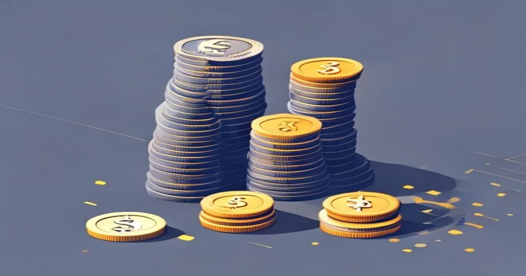 AEO setup cost illustration showing coin tower stacks beside configuration gears representing AEO pricing tiers