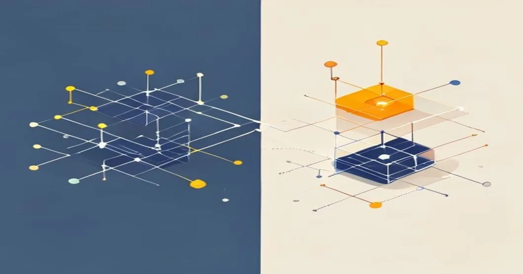 Solana vs Polygon for dapps illustration showing two blockchain network nodes facing off across a central divider