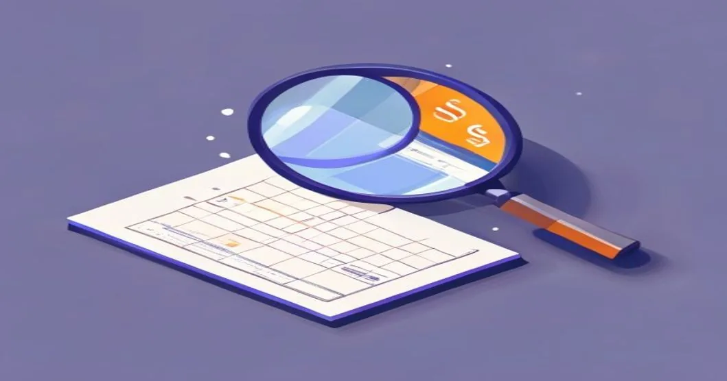 Technical SEO audit cost illustration showing magnifying glass over website wireframe with floating price tag